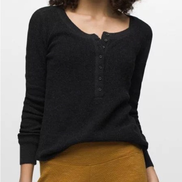 PRANA MILANI HENLEY Merino wool Top Waffle - Picture 1 of 6